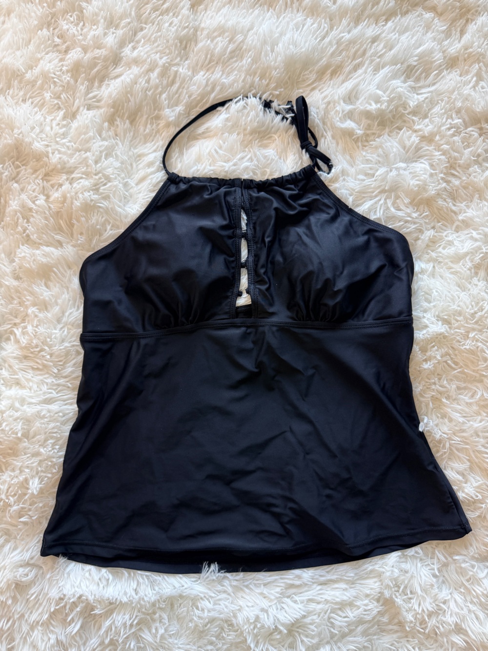 Sleek Black Halter swim top with Front cutout detail